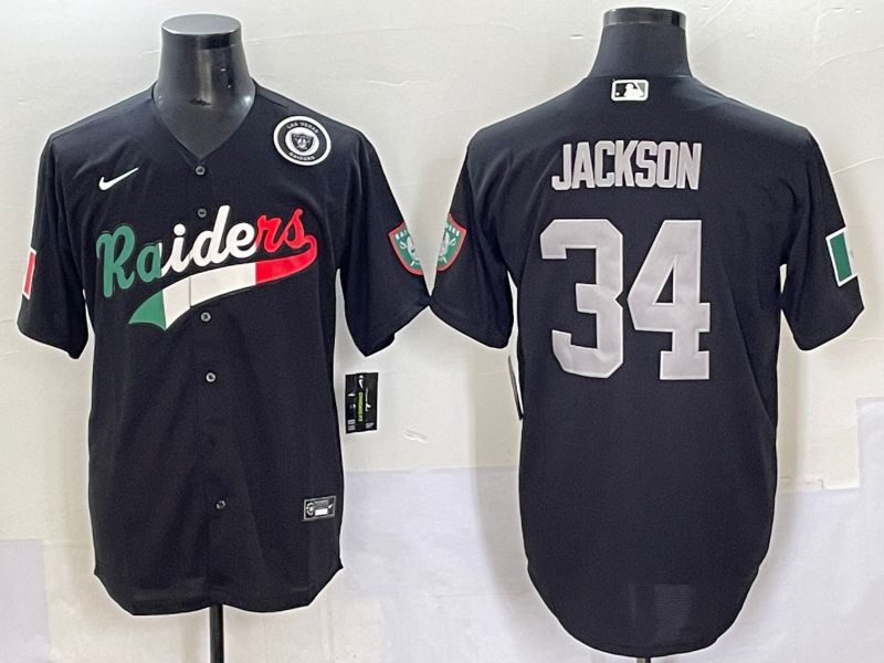 Men 2025 Oakland Raiders #34 Jackson Black Joint Name Nike Limited NFL Jersey style 69